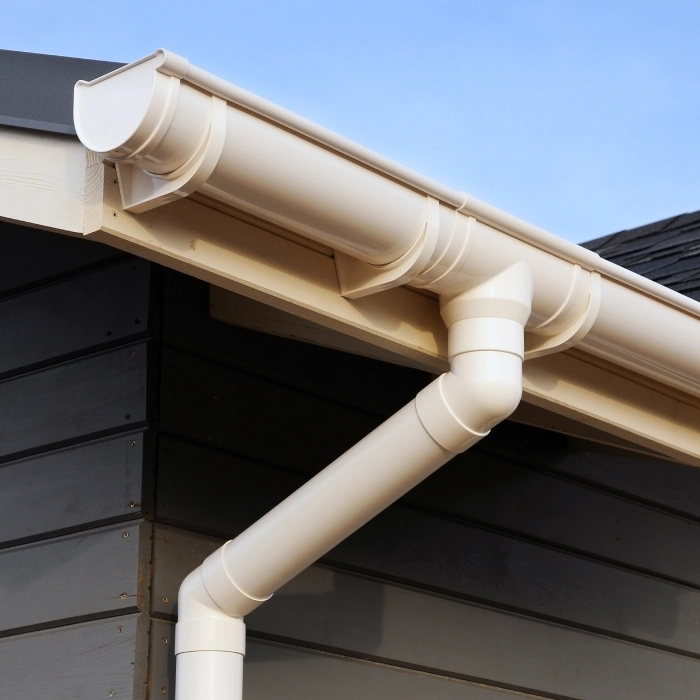 seamless gutter installed in a house